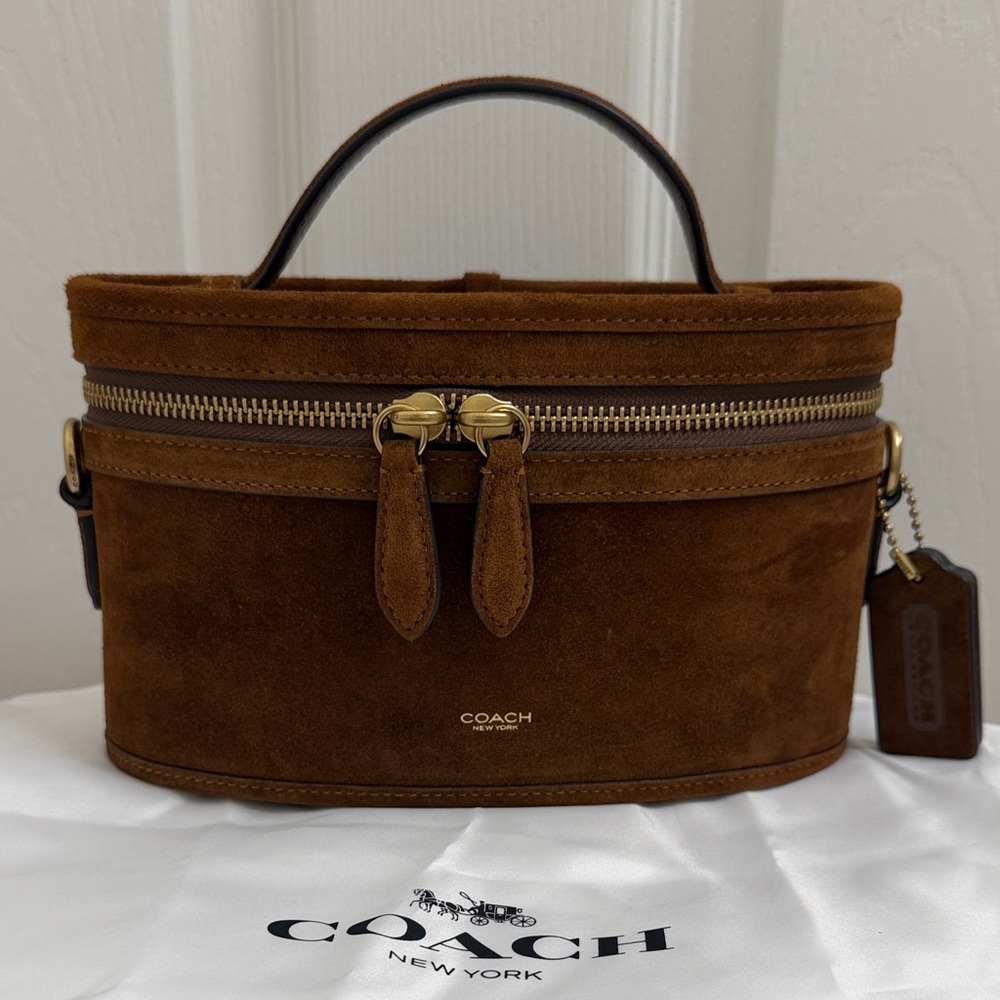 Coach Trail Bag Warm Brown Suede No Straps - Picture 3 of 12